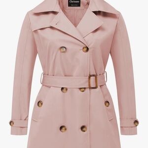 Women’s Plus size double breasted trench coat with detachable hood